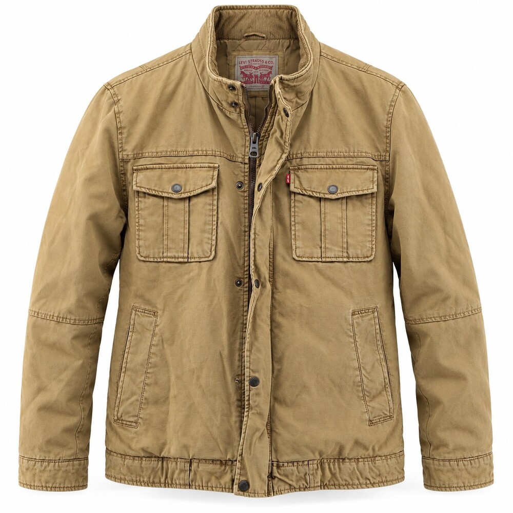 Levi's Strauss Canvas Military Field Jacket Men XXL Tan Quilted Lined Workwear